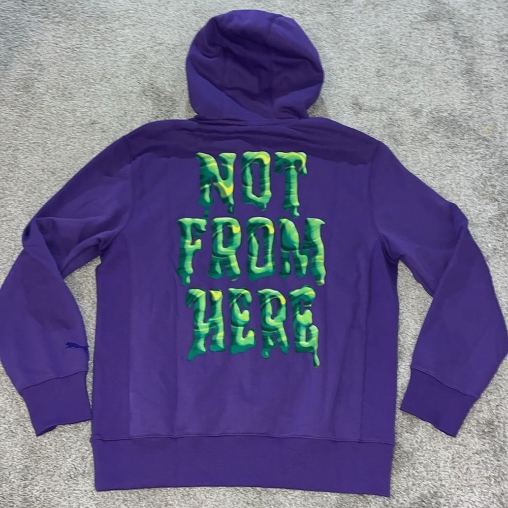 New $90 LaMelo Toxic Puma Purple Not From Around Here Hooded Hoodie Sweatshirt